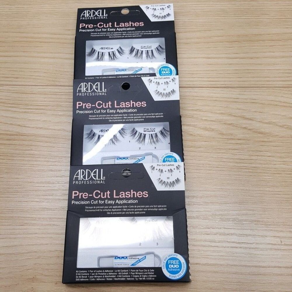 Ardell Professional Pre Cut Wispies 3-Pack Black False Lashes + Duo Adhesive